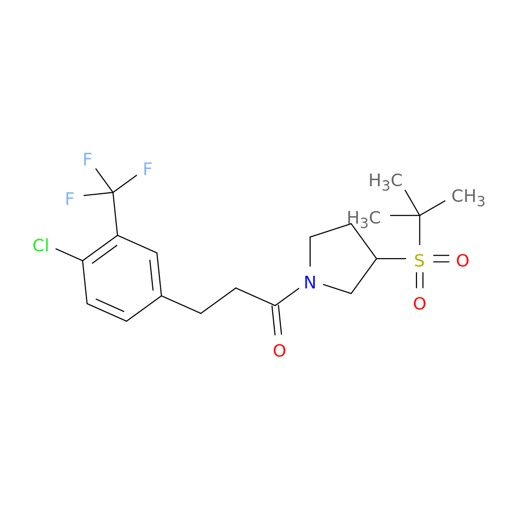 3-[4-chloro-3-(trifluoromethyl)phenyl]-1-[3-(2-methylpropane-2-sulfonyl)pyrrolidin-1-yl]propan-1-one