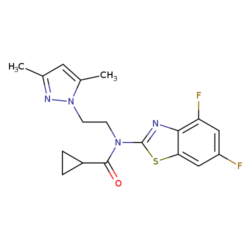 N-(4,6-difluoro-1,3-benzothiazol-2-yl)-N-[2-(3,5-dimethyl-1H-pyrazol-1-yl)ethyl]cyclopropanecarboxamide