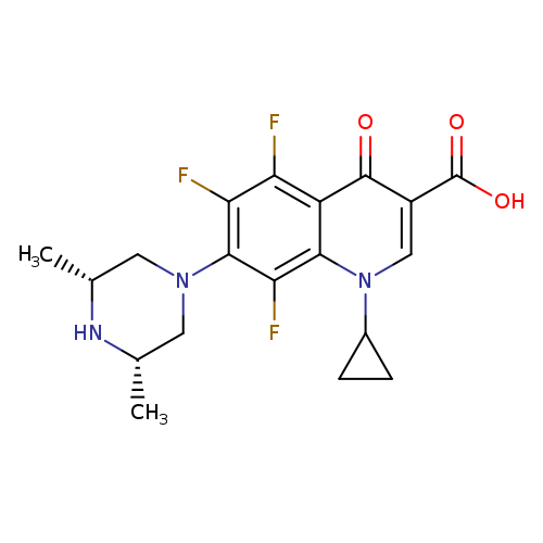 3-Quinolinecarboxylic acid, 1-cyclopropyl-7-[(3R,5S)-3,5-dimethyl-1-piperazinyl]-5,6,8-trifluoro-1,4-dihydro-4-oxo-, rel-
