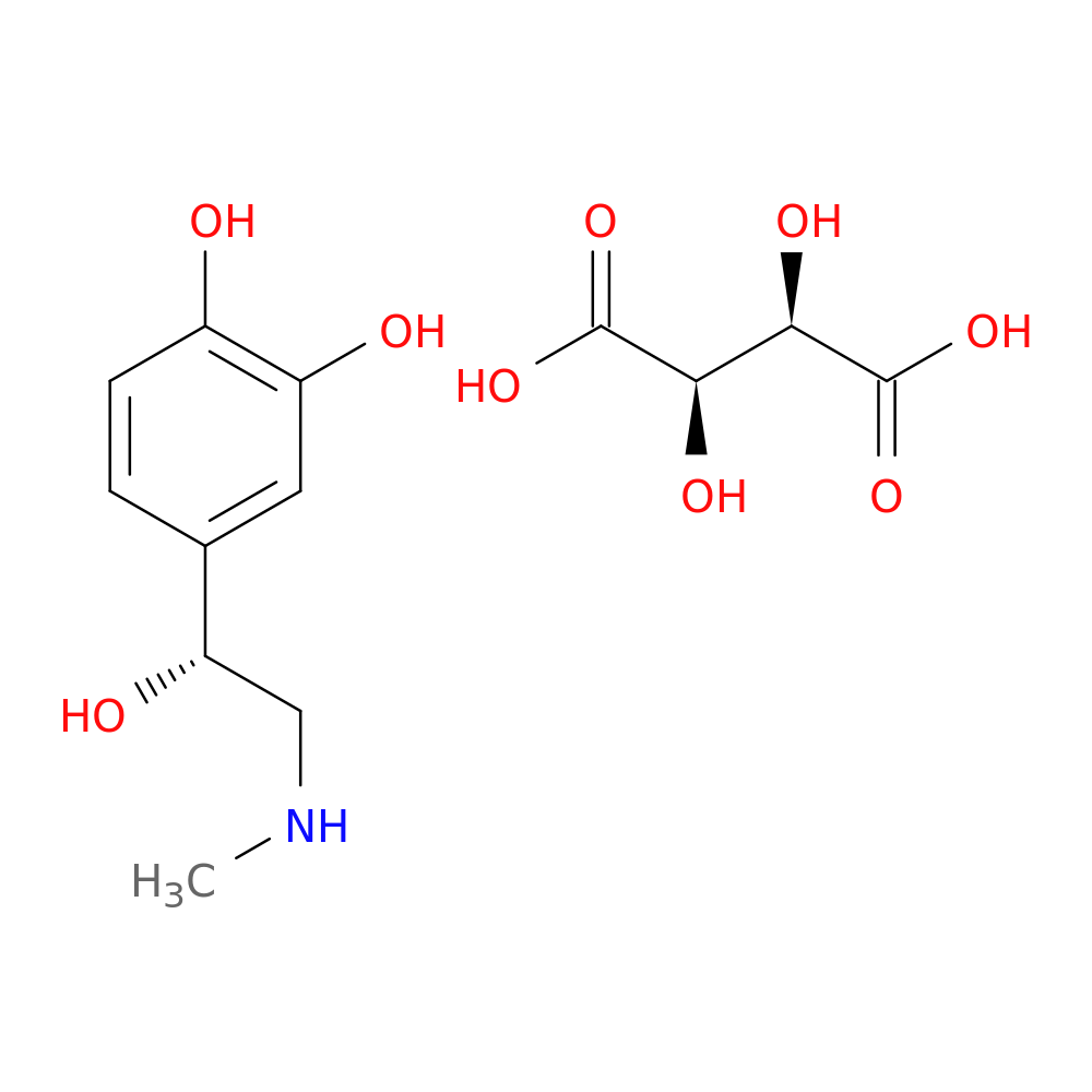 1,2-Benzenediol, 4-[(1R)-1-hydroxy-2-(methylamino)ethyl]-, (2R,3R)-2,3-dihydroxybutanedioate (1:1)