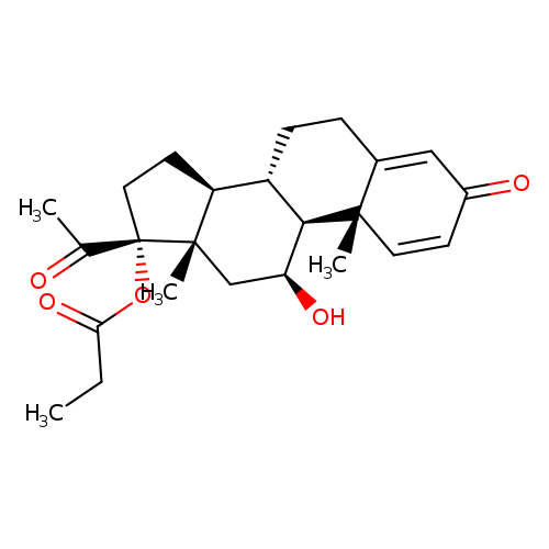 Pregna-1,4-diene-3,20-dione, 11-hydroxy-17-(1-oxopropoxy)-, (11β)-