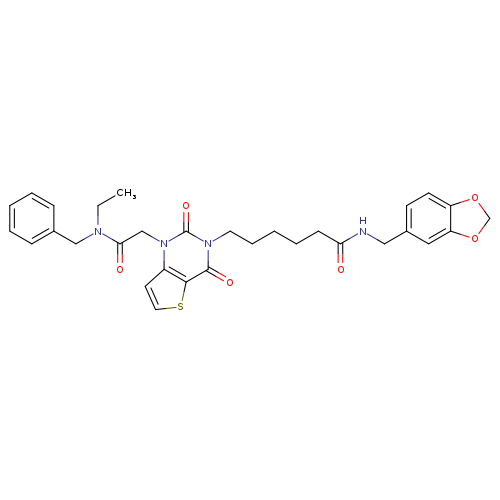 N-[(2H-1,3-benzodioxol-5-yl)methyl]-6-(1-{[benzyl(ethyl)carbamoyl]methyl}-2,4-dioxo-1H,2H,3H,4H-thieno[3,2-d]pyrimidin-3-yl)hexanamide
