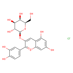 2-(3,4-Dihydroxyphenyl)-5,7-dihydroxy-3-(((2S,3R,4S,5R,6R)-3,4,5-trihydroxy-6-(hydroxymethyl)tetrahydro-2H-pyran-2-yl)oxy)chromenylium chloride