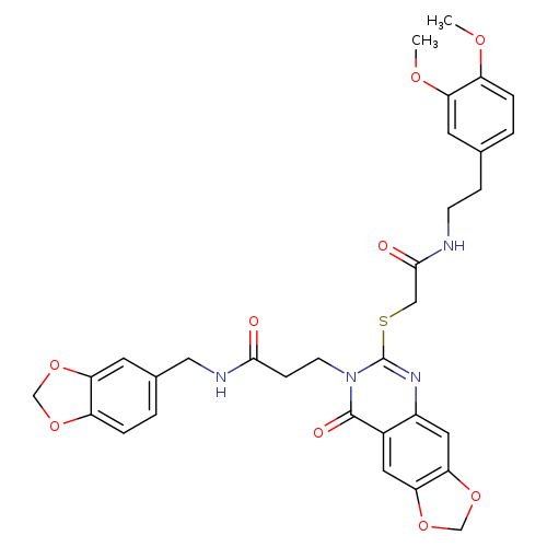 N-[(2H-1,3-benzodioxol-5-yl)methyl]-3-{6-[({[2-(3,4-dimethoxyphenyl)ethyl]carbamoyl}methyl)sulfanyl]-8-oxo-2H,7H,8H-[1,3]dioxolo[4,5-g]quinazolin-7-yl}propanamide
