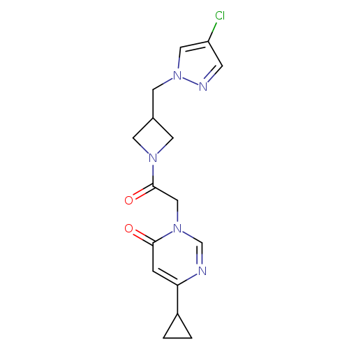 3-(2-{3-[(4-chloro-1H-pyrazol-1-yl)methyl]azetidin-1-yl}-2-oxoethyl)-6-cyclopropyl-3,4-dihydropyrimidin-4-one