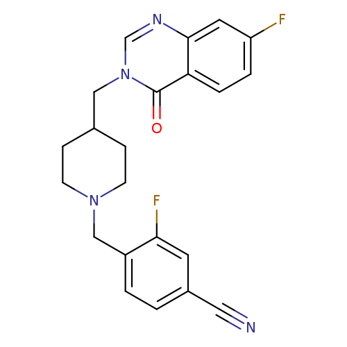 3-fluoro-4-({4-[(7-fluoro-4-oxo-3,4-dihydroquinazolin-3-yl)methyl]piperidin-1-yl}methyl)benzonitrile