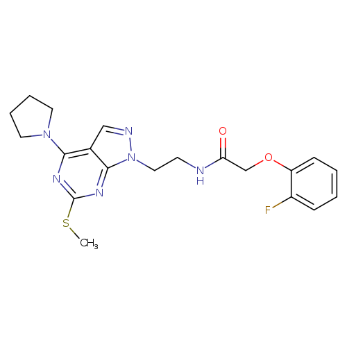 2-(2-fluorophenoxy)-N-{2-[6-(methylsulfanyl)-4-(pyrrolidin-1-yl)-1H-pyrazolo[3,4-d]pyrimidin-1-yl]ethyl}acetamide