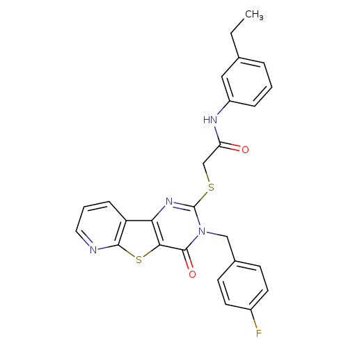 N-(3-ethylphenyl)-2-({5-[(4-fluorophenyl)methyl]-6-oxo-8-thia-3,5,10-triazatricyclo[7.4.0.0^{2,7}]trideca-1(9),2(7),3,10,12-pentaen-4-yl}sulfanyl)acetamide