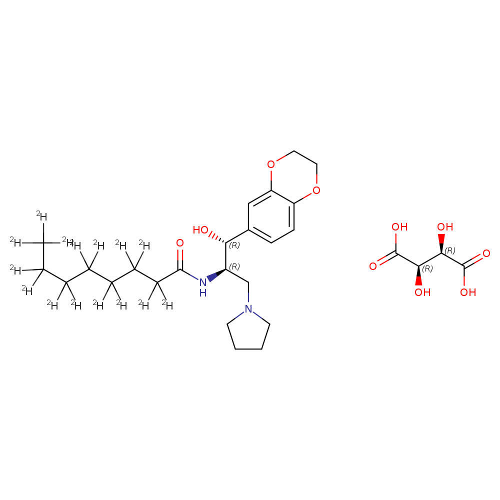 N-[(1R,2R)-2-(2,3-dihydro-1,4-benzodioxin-6-yl)-2-hydroxy-1-(1-pyrrolidinylmethyl)ethyl]-octanamide-2,2,3,3,4,4,5,5,6,6,7,7,8,8,8-d<sub>15</sub>, (2R,3R)-2,3-dihydroxybutanedioate