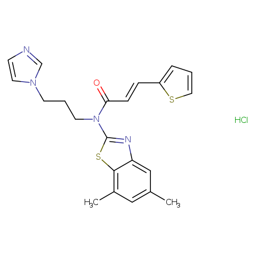 (2E)-N-(5,7-dimethyl-1,3-benzothiazol-2-yl)-N-[3-(1H-imidazol-1-yl)propyl]-3-(thiophen-2-yl)prop-2-enamide hydrochloride