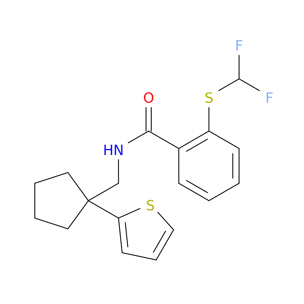 2-[(difluoromethyl)sulfanyl]-N-{[1-(thiophen-2-yl)cyclopentyl]methyl}benzamide
