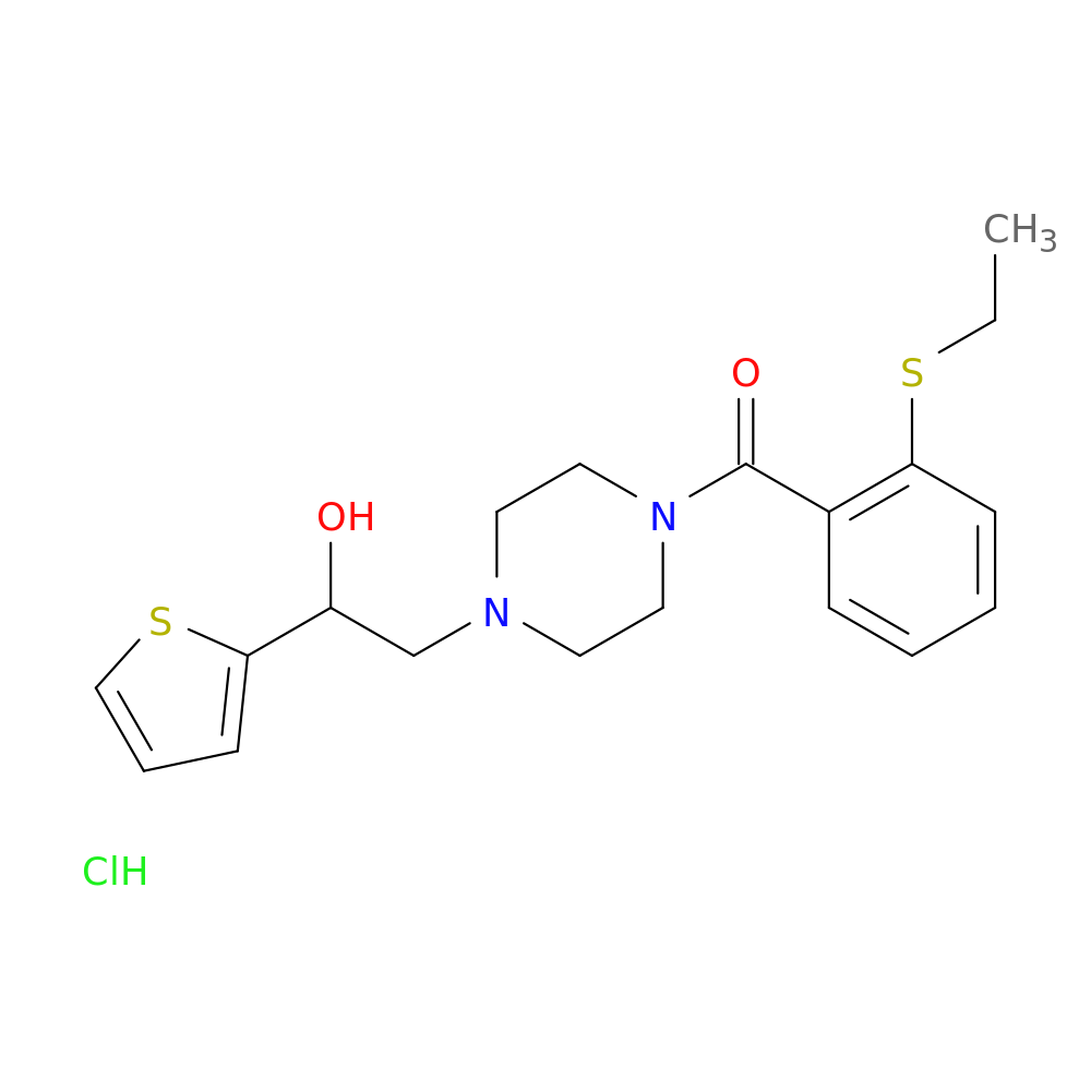 2-{4-[2-(ethylsulfanyl)benzoyl]piperazin-1-yl}-1-(thiophen-2-yl)ethan-1-ol hydrochloride
