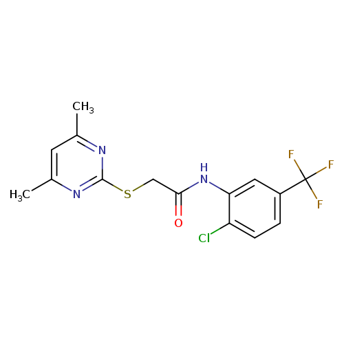 N-[2-chloro-5-(trifluoromethyl)phenyl]-2-[(4,6-dimethyl-2-pyrimidinyl)sulfanyl]acetamide