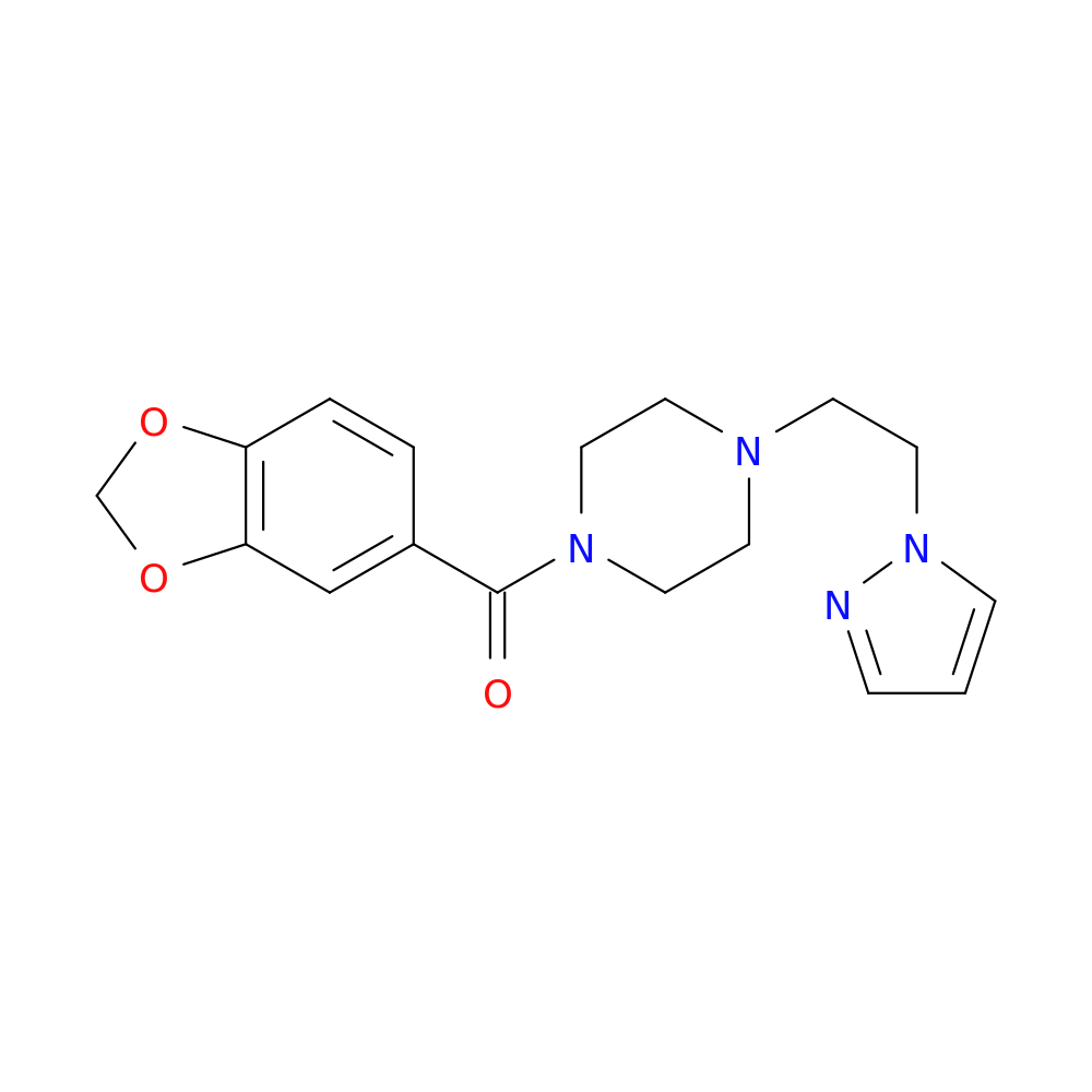1-(2H-1,3-benzodioxole-5-carbonyl)-4-[2-(1H-pyrazol-1-yl)ethyl]piperazine