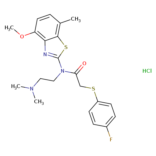 N-[2-(dimethylamino)ethyl]-2-[(4-fluorophenyl)sulfanyl]-N-(4-methoxy-7-methyl-1,3-benzothiazol-2-yl)acetamide hydrochloride