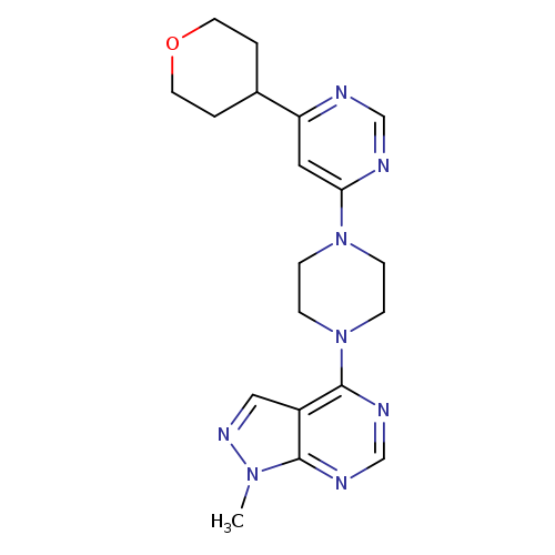 4-(4-{1-methyl-1H-pyrazolo[3,4-d]pyrimidin-4-yl}piperazin-1-yl)-6-(oxan-4-yl)pyrimidine