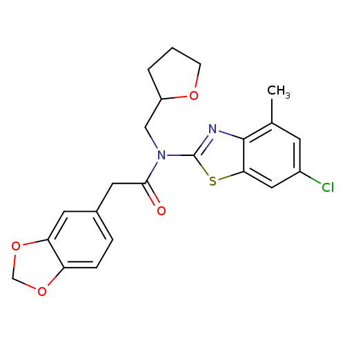 2-(2H-1,3-benzodioxol-5-yl)-N-(6-chloro-4-methyl-1,3-benzothiazol-2-yl)-N-[(oxolan-2-yl)methyl]acetamide