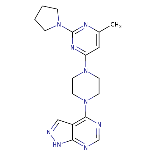 4-methyl-6-(4-{1H-pyrazolo[3,4-d]pyrimidin-4-yl}piperazin-1-yl)-2-(pyrrolidin-1-yl)pyrimidine