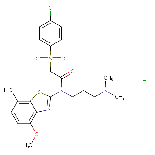 2-(4-chlorobenzenesulfonyl)-N-[3-(dimethylamino)propyl]-N-(4-methoxy-7-methyl-1,3-benzothiazol-2-yl)acetamide hydrochloride
