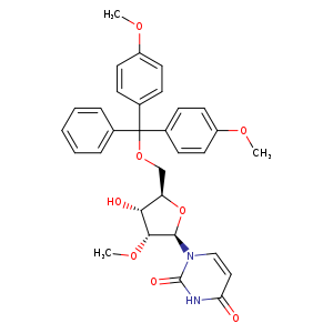 1-((2R,3R,4R,5R)-5-((Bis(4-methoxyphenyl)(phenyl);methoxy);methyl)-4-hydroxy-3-methoxytetrahydrofuran-2-yl)pyrimidine-2,4(1H,3H)-dione