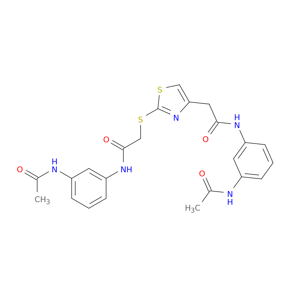 N-(3-acetamidophenyl)-2-[(4-{[(3-acetamidophenyl)carbamoyl]methyl}-1,3-thiazol-2-yl)sulfanyl]acetamide