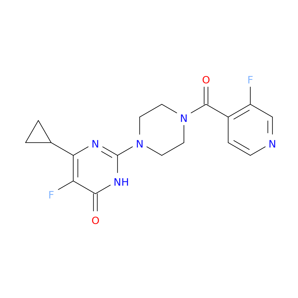 6-cyclopropyl-5-fluoro-2-[4-(3-fluoropyridine-4-carbonyl)piperazin-1-yl]-3,4-dihydropyrimidin-4-one