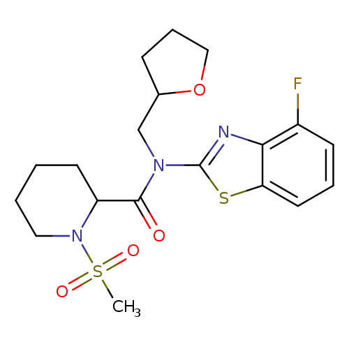 N-(4-fluoro-1,3-benzothiazol-2-yl)-1-methanesulfonyl-N-[(oxolan-2-yl)methyl]piperidine-2-carboxamide