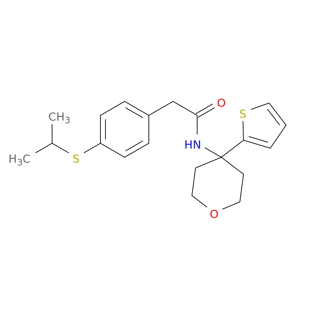 2-[4-(propan-2-ylsulfanyl)phenyl]-N-[4-(thiophen-2-yl)oxan-4-yl]acetamide