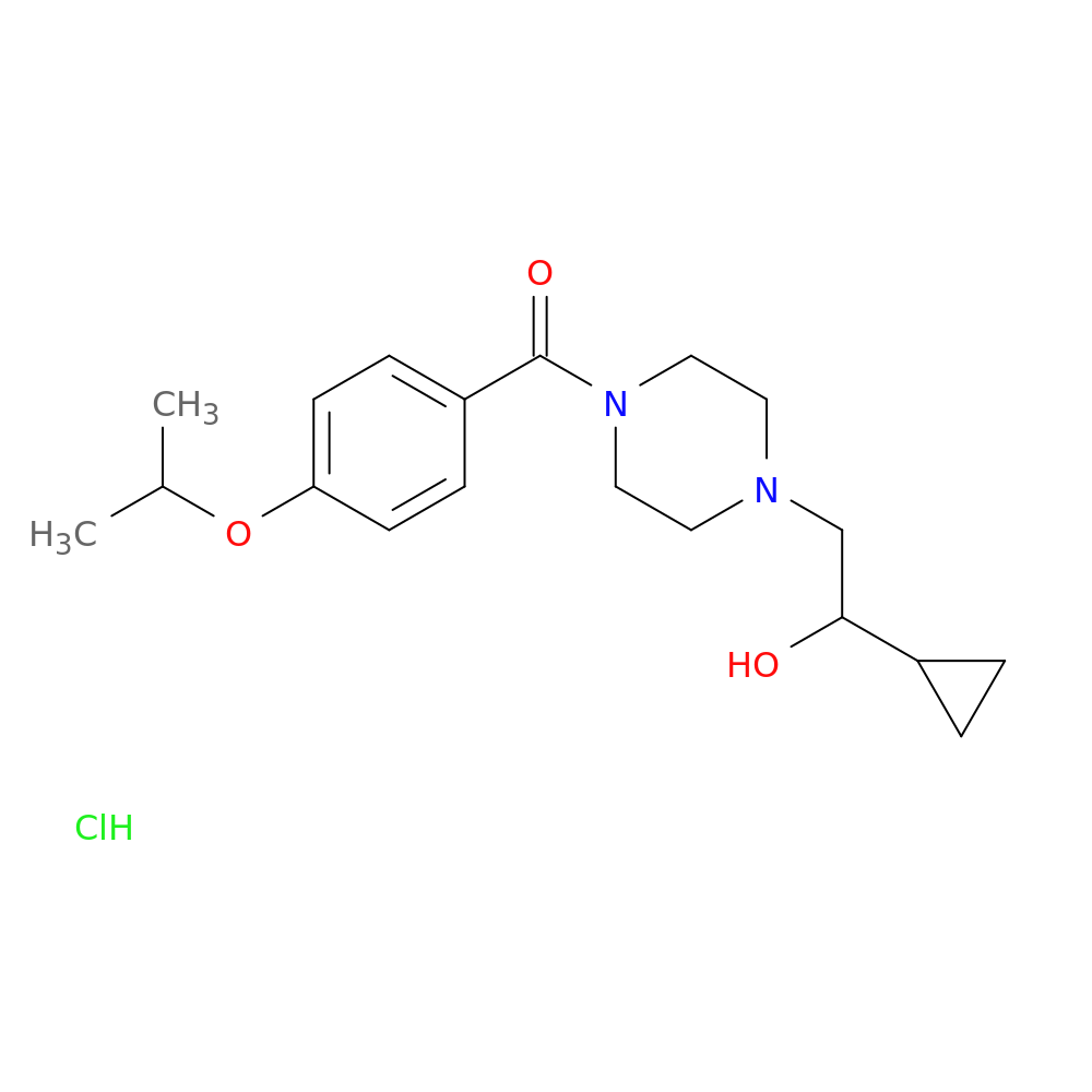 1-cyclopropyl-2-{4-[4-(propan-2-yloxy)benzoyl]piperazin-1-yl}ethan-1-ol hydrochloride