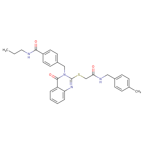 4-({2-[({[(4-methylphenyl)methyl]carbamoyl}methyl)sulfanyl]-4-oxo-3,4-dihydroquinazolin-3-yl}methyl)-N-propylbenzamide