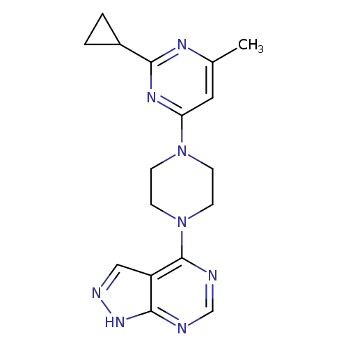 2-cyclopropyl-4-methyl-6-(4-{1H-pyrazolo[3,4-d]pyrimidin-4-yl}piperazin-1-yl)pyrimidine