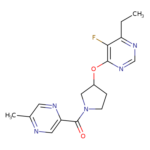 4-ethyl-5-fluoro-6-{[1-(5-methylpyrazine-2-carbonyl)pyrrolidin-3-yl]oxy}pyrimidine