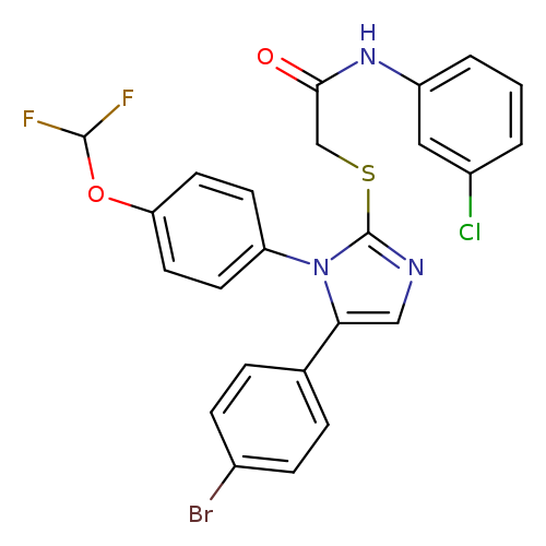 2-{[5-(4-bromophenyl)-1-[4-(difluoromethoxy)phenyl]-1H-imidazol-2-yl]sulfanyl}-N-(3-chlorophenyl)acetamide