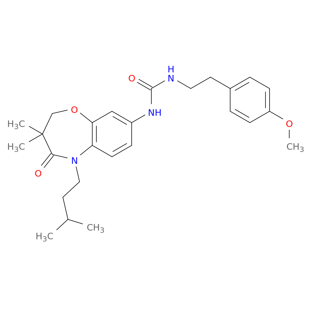 3-[3,3-dimethyl-5-(3-methylbutyl)-4-oxo-2,3,4,5-tetrahydro-1,5-benzoxazepin-8-yl]-1-[2-(4-methoxyphenyl)ethyl]urea