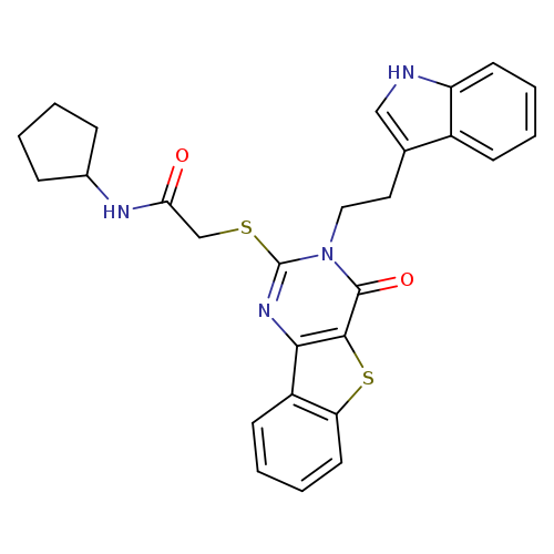 N-cyclopentyl-2-({5-[2-(1H-indol-3-yl)ethyl]-6-oxo-8-thia-3,5-diazatricyclo[7.4.0.0^{2,7}]trideca-1(9),2(7),3,10,12-pentaen-4-yl}sulfanyl)acetamide