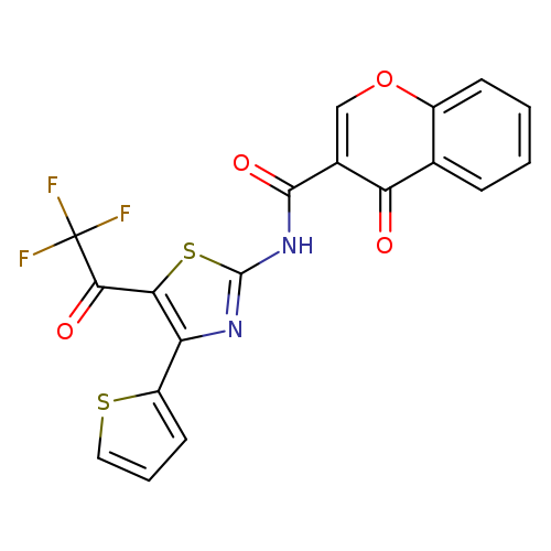 4-oxo-N-[4-(thiophen-2-yl)-5-(2,2,2-trifluoroacetyl)-1,3-thiazol-2-yl]-4H-chromene-3-carboxamide