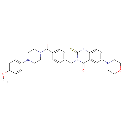3-({4-[4-(4-methoxyphenyl)piperazine-1-carbonyl]phenyl}methyl)-6-(morpholin-4-yl)-2-sulfanylidene-1,2,3,4-tetrahydroquinazolin-4-one