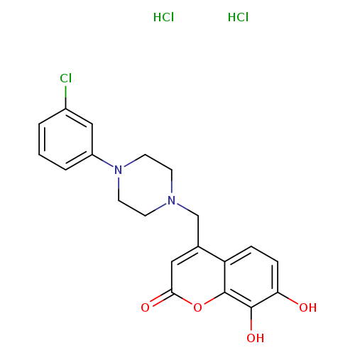 4-{[4-(3-chlorophenyl)piperazin-1-yl]methyl}-7,8-dihydroxy-2H-chromen-2-one dihydrochloride
