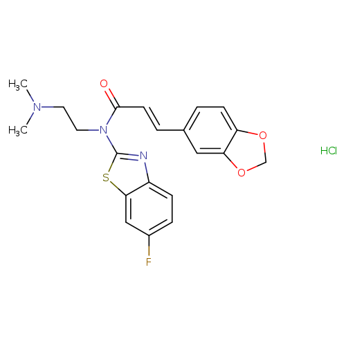 (2E)-3-(2H-1,3-benzodioxol-5-yl)-N-[2-(dimethylamino)ethyl]-N-(6-fluoro-1,3-benzothiazol-2-yl)prop-2-enamide hydrochloride
