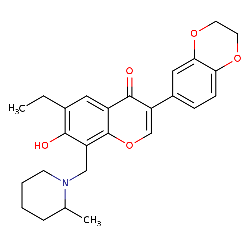 3-(2,3-dihydro-1,4-benzodioxin-6-yl)-6-ethyl-7-hydroxy-8-[(2-methylpiperidin-1-yl)methyl]-4H-chromen-4-one