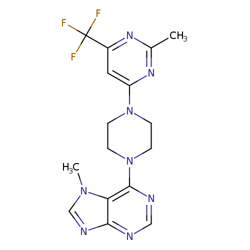 7-methyl-6-{4-[2-methyl-6-(trifluoromethyl)pyrimidin-4-yl]piperazin-1-yl}-7H-purine