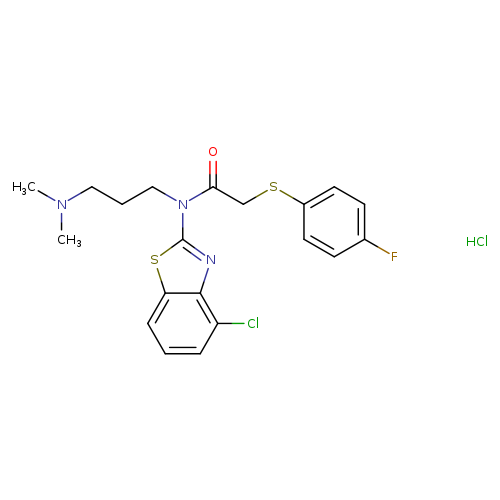 N-(4-chloro-1,3-benzothiazol-2-yl)-N-[3-(dimethylamino)propyl]-2-[(4-fluorophenyl)sulfanyl]acetamide hydrochloride