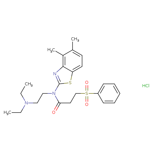 3-(benzenesulfonyl)-N-[2-(diethylamino)ethyl]-N-(4,5-dimethyl-1,3-benzothiazol-2-yl)propanamide hydrochloride