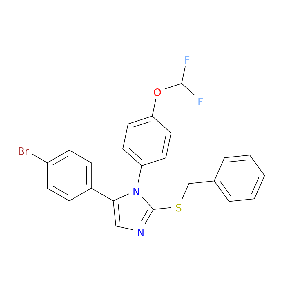 2-(benzylsulfanyl)-5-(4-bromophenyl)-1-[4-(difluoromethoxy)phenyl]-1H-imidazole