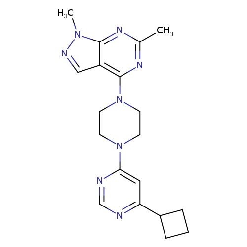 4-cyclobutyl-6-(4-{1,6-dimethyl-1H-pyrazolo[3,4-d]pyrimidin-4-yl}piperazin-1-yl)pyrimidine