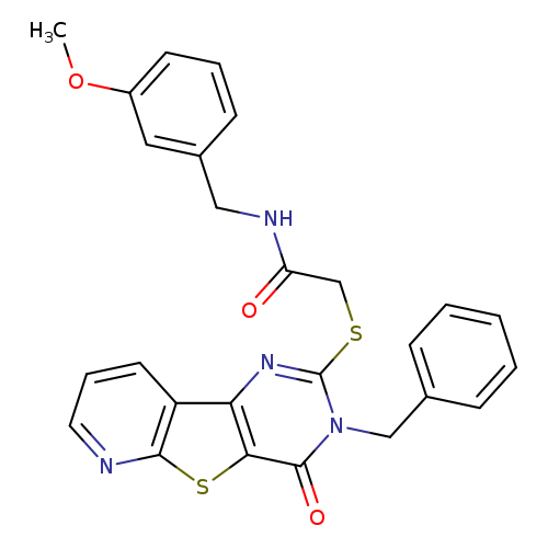 2-({5-benzyl-6-oxo-8-thia-3,5,10-triazatricyclo[7.4.0.0^{2,7}]trideca-1(9),2(7),3,10,12-pentaen-4-yl}sulfanyl)-N-[(3-methoxyphenyl)methyl]acetamide