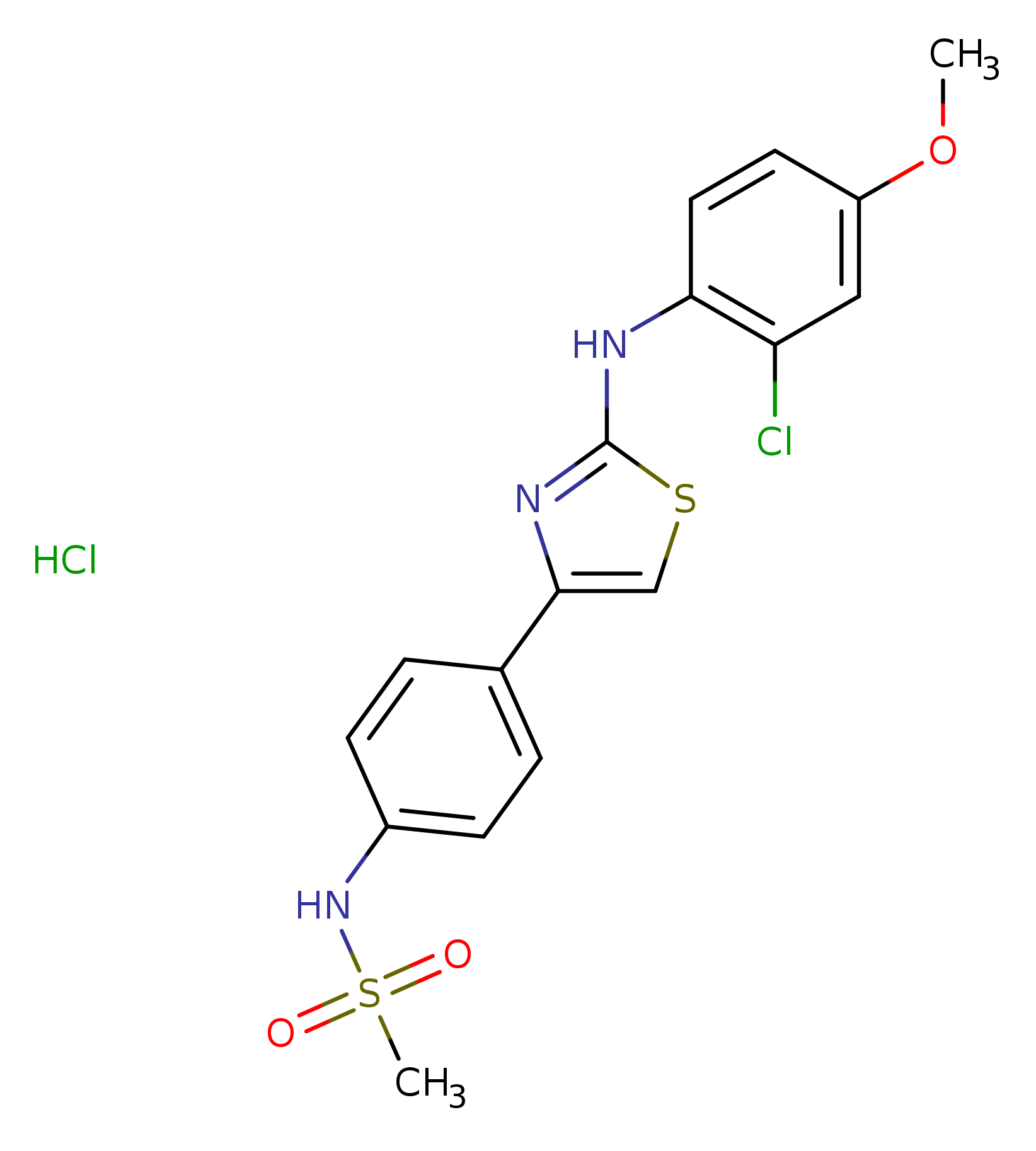 N-(4-{2-[(2-chloro-4-methoxyphenyl)amino]-1,3-thiazol-4-yl}phenyl)methanesulfonamide hydrochloride