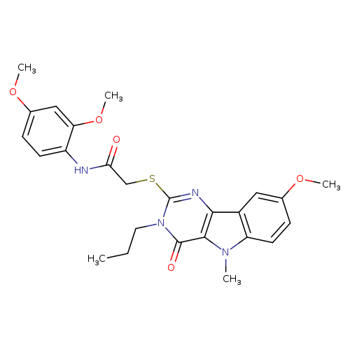 N-(2,4-dimethoxyphenyl)-2-({8-methoxy-5-methyl-4-oxo-3-propyl-3H,4H,5H-pyrimido[5,4-b]indol-2-yl}sulfanyl)acetamide