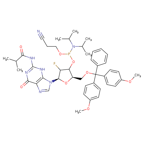 Guanosine, 5′-O-[bis(4-methoxyphenyl)phenylmethyl]-2′-deoxy-2′-fluoro-N-(2-methyl-1-oxopropyl)-, 3′-[2-cyanoethyl N,N-bis(1-methylethyl)phosphoramidite]