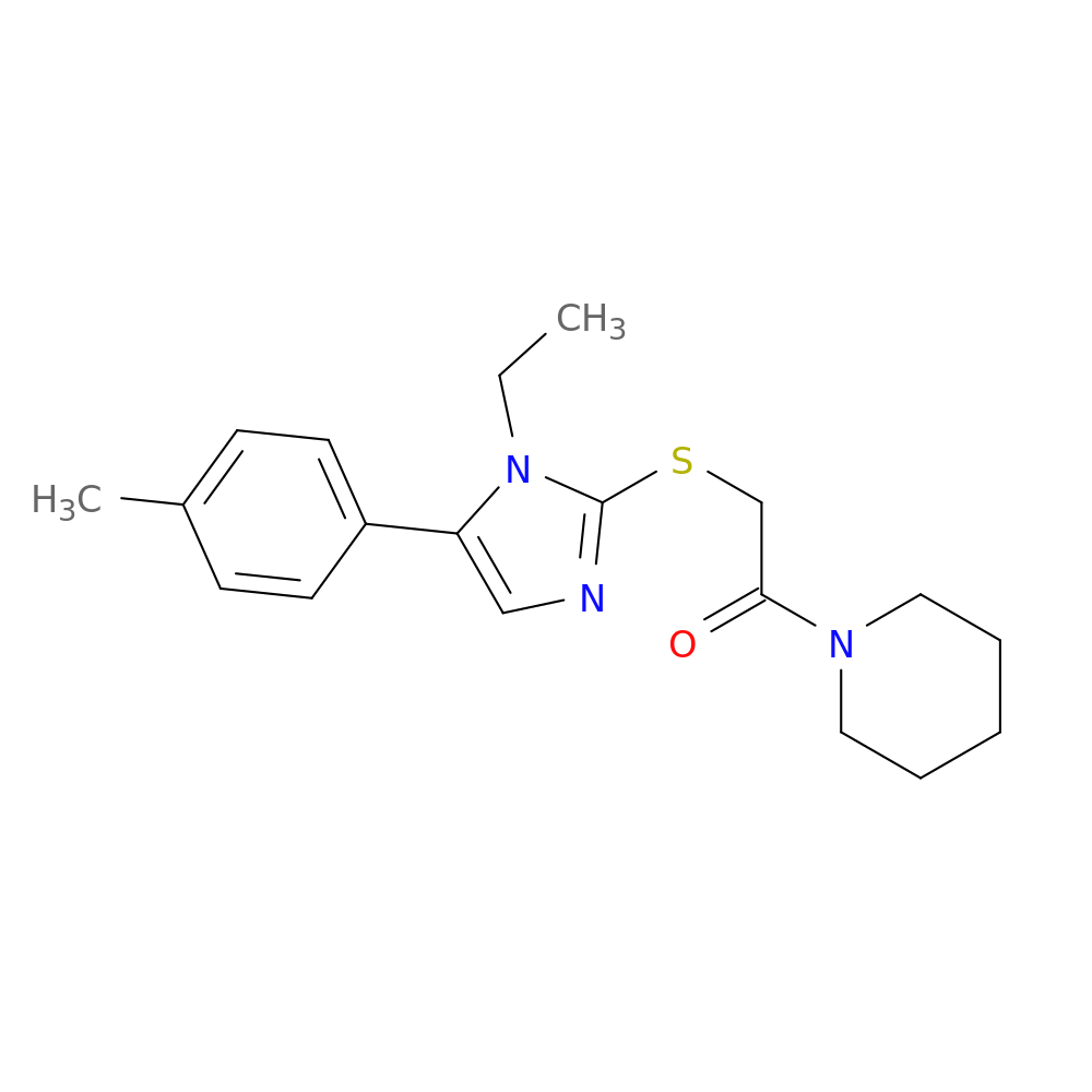 2-{[1-ethyl-5-(4-methylphenyl)-1H-imidazol-2-yl]sulfanyl}-1-(piperidin-1-yl)ethan-1-one